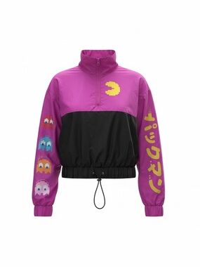 Pac-Man Graphic Windbreaker Bomber Jacket